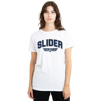 White - Side - Top Gun Unisex Adult Slider Varsity T-Shirt