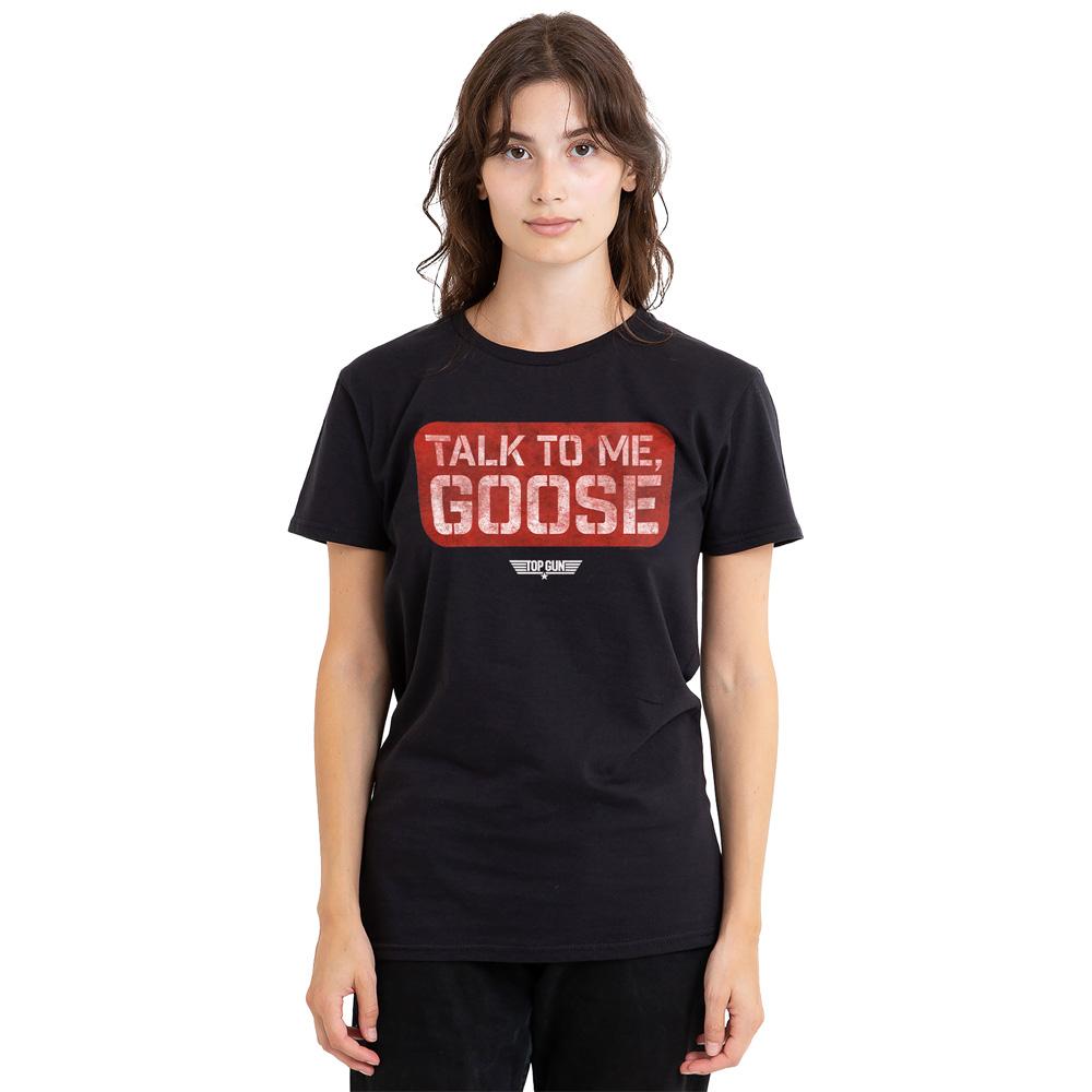 Black - Side - Top Gun Unisex Adult Talk To Me Goose Stamp T-Shirt