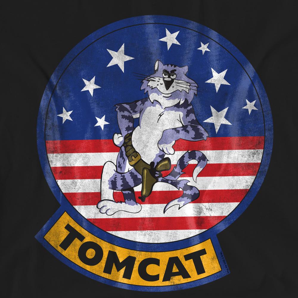 Black - Side - Top Gun Unisex Adult Tomcat Logo T-Shirt