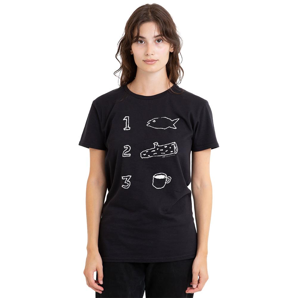 Black - Side - Twin Peaks Unisex Adult Coffee Log Fish T-Shirt