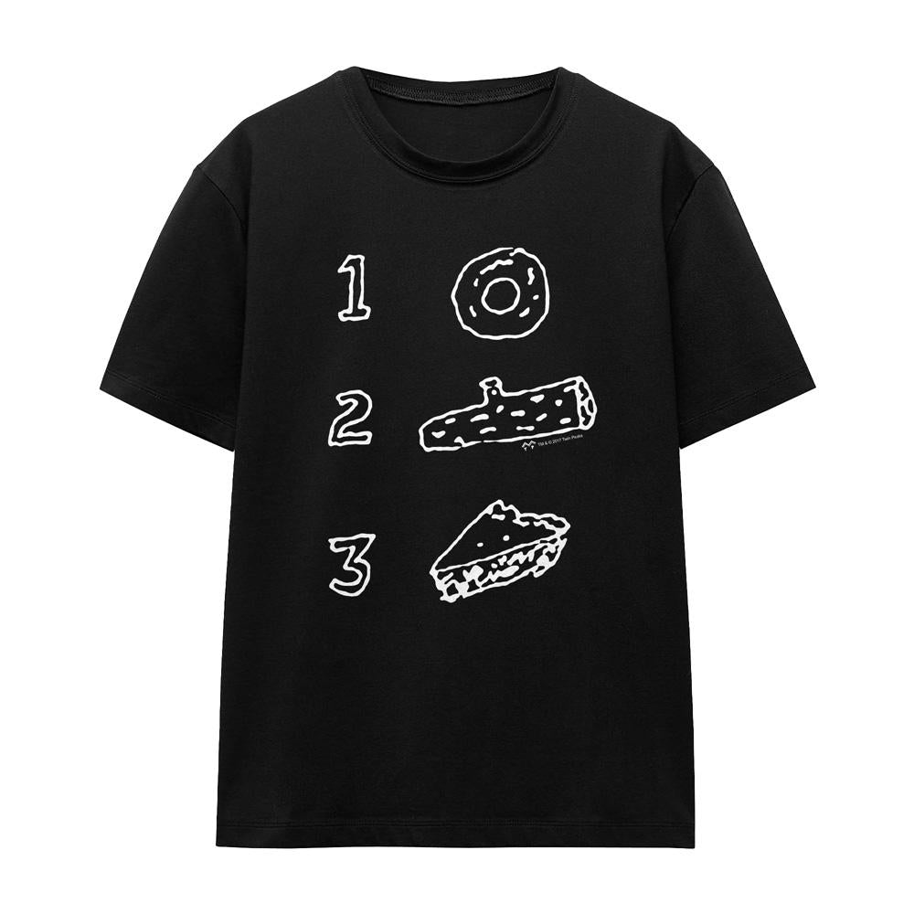 Black - Front - Twin Peaks Unisex Adult Pie Log Donut T-Shirt