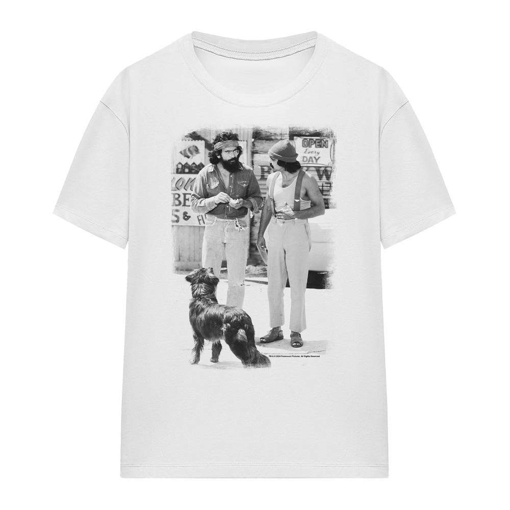 White - Front - Cheech & Chong Unisex Adult Up In Smoke Dog T-Shirt