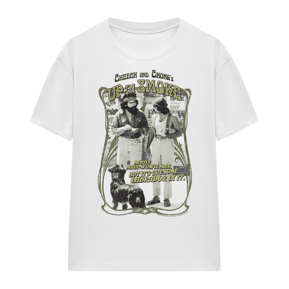 White - Front - Cheech & Chong Unisex Adult Up In Smoke Labrador T-Shirt