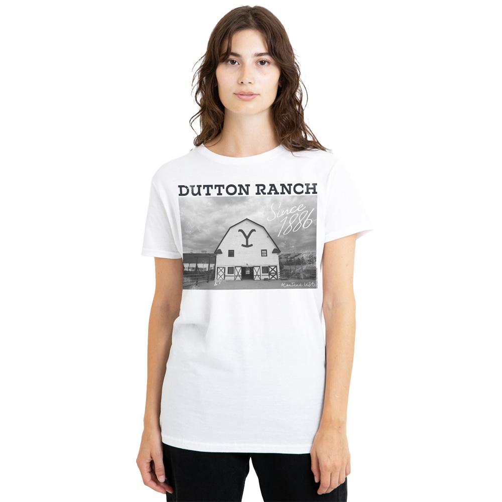 White - Lifestyle - Yellowstone Unisex Adult Dutton Barn T-Shirt