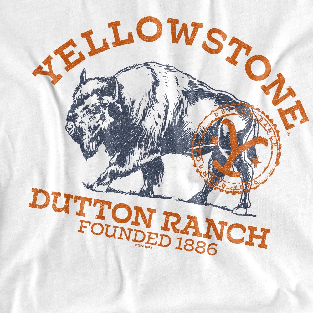 White - Side - Yellowstone Unisex Adult Dutton Ranch Buffalo T-Shirt