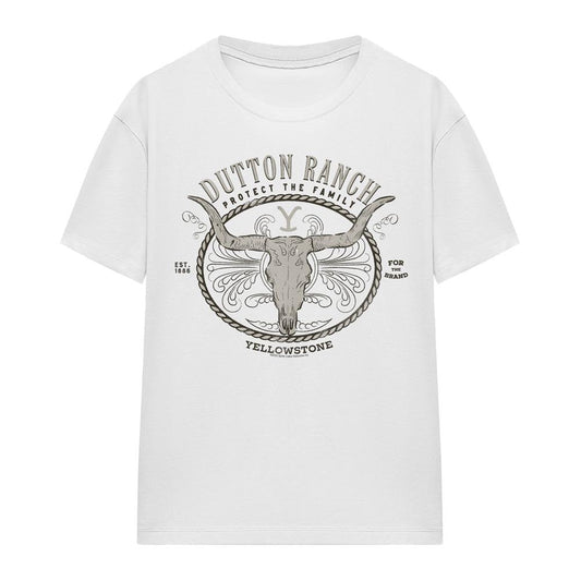 White - Front - Yellowstone Unisex Adult Dutton Ranch T-Shirt