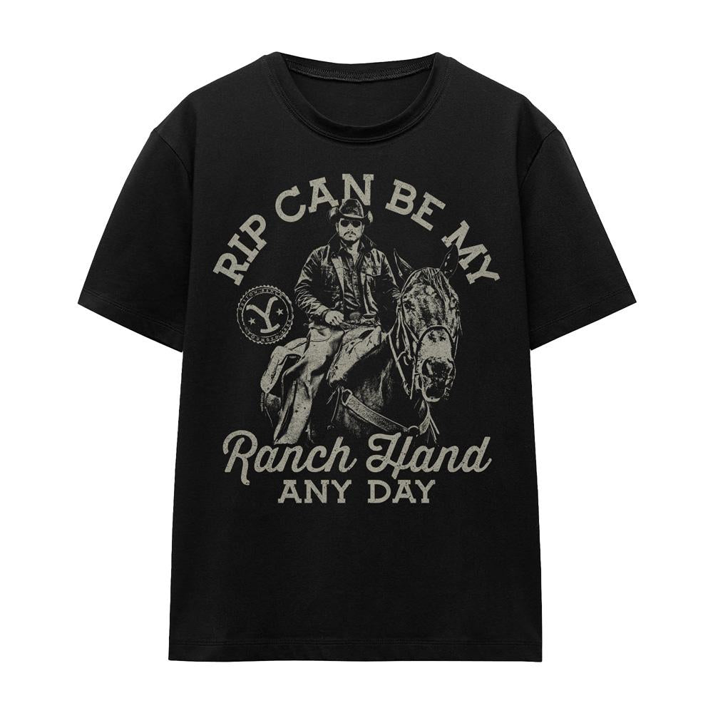 Black - Front - Yellowstone Unisex Adult Rip Can Be My Ranch Hand T-Shirt