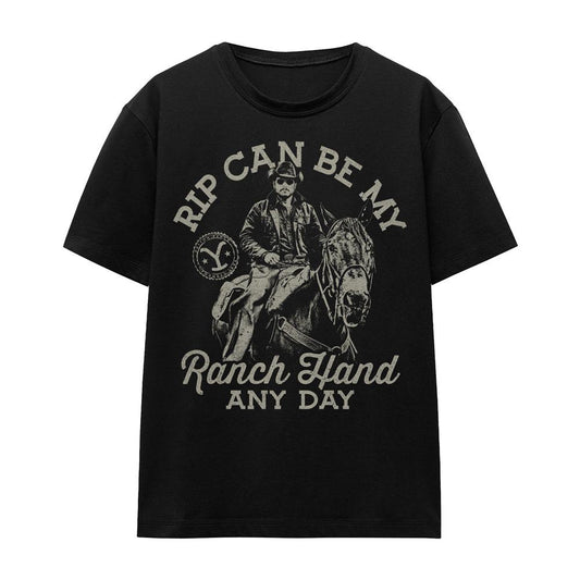 Black - Front - Yellowstone Unisex Adult Rip Can Be My Ranch Hand T-Shirt