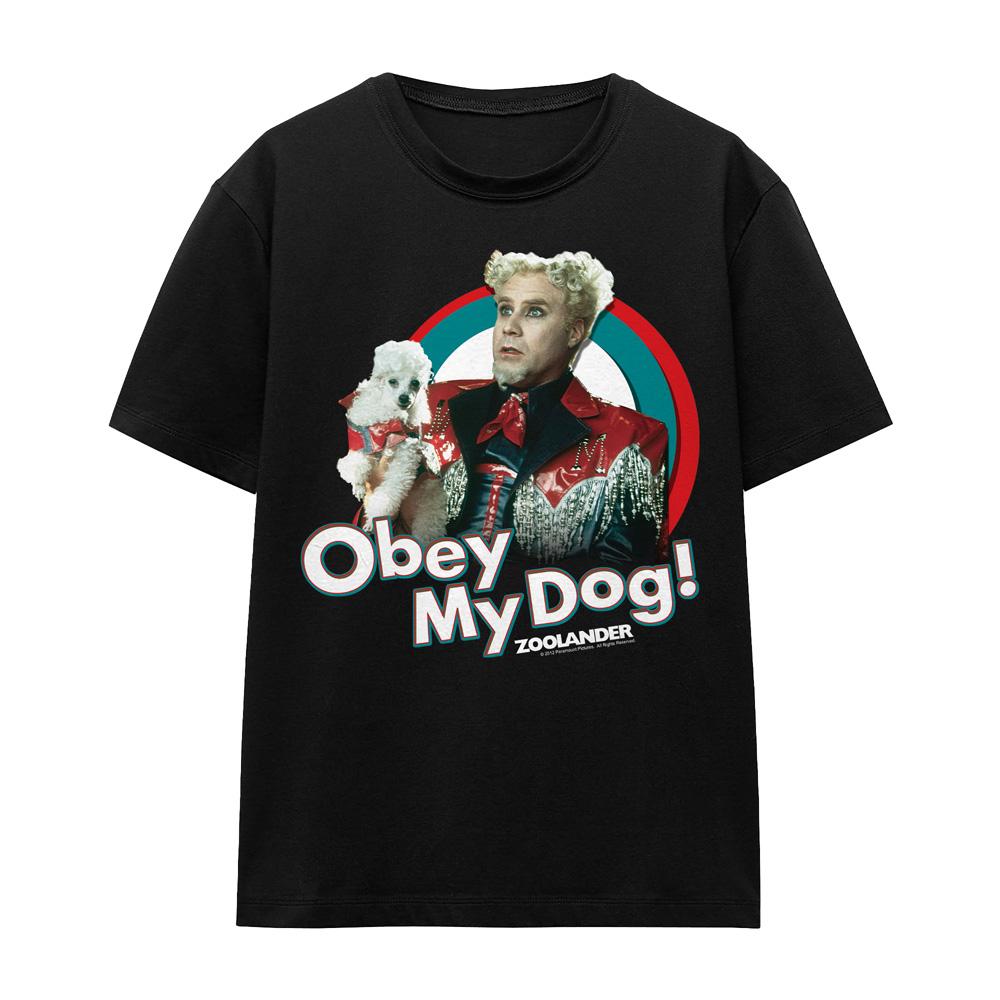 Black - Front - Zoolander Unisex Adult Obey My Dog T-Shirt