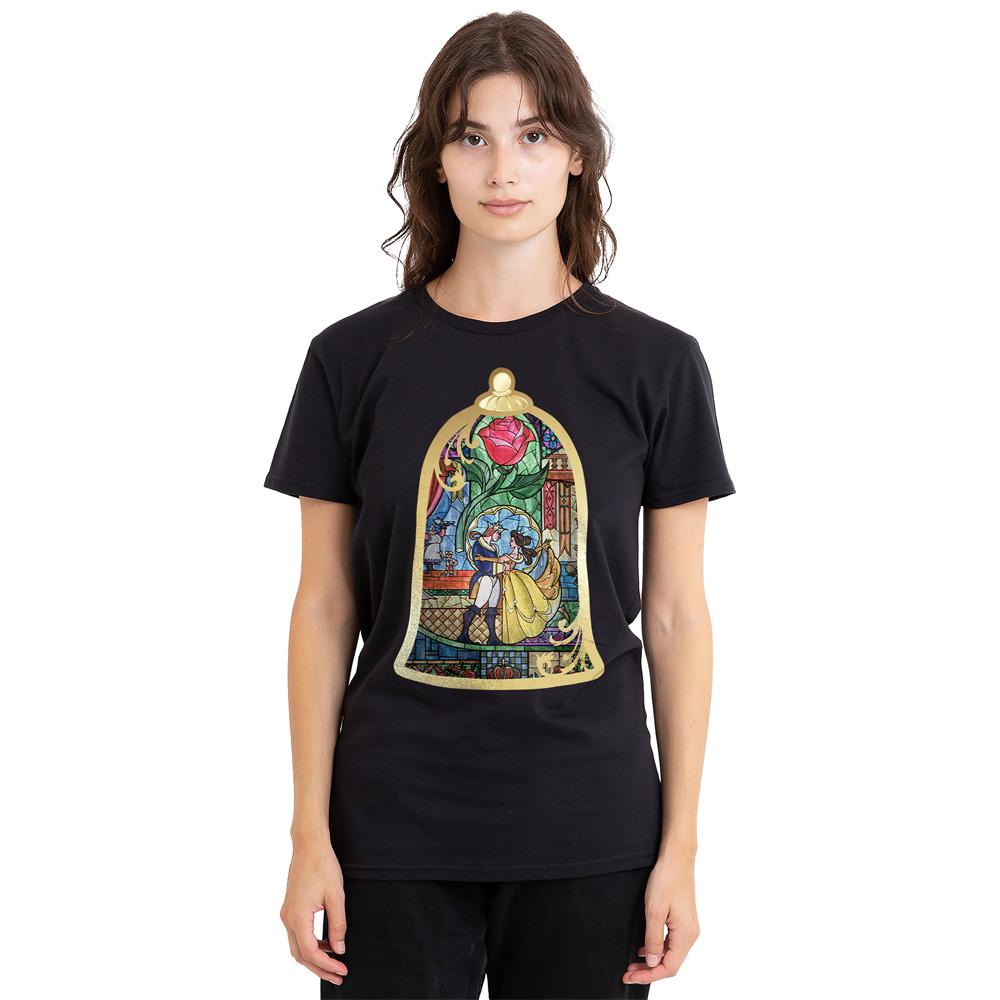 Black - Side - Beauty And The Beast Unisex Adult Stained Glass T-Shirt