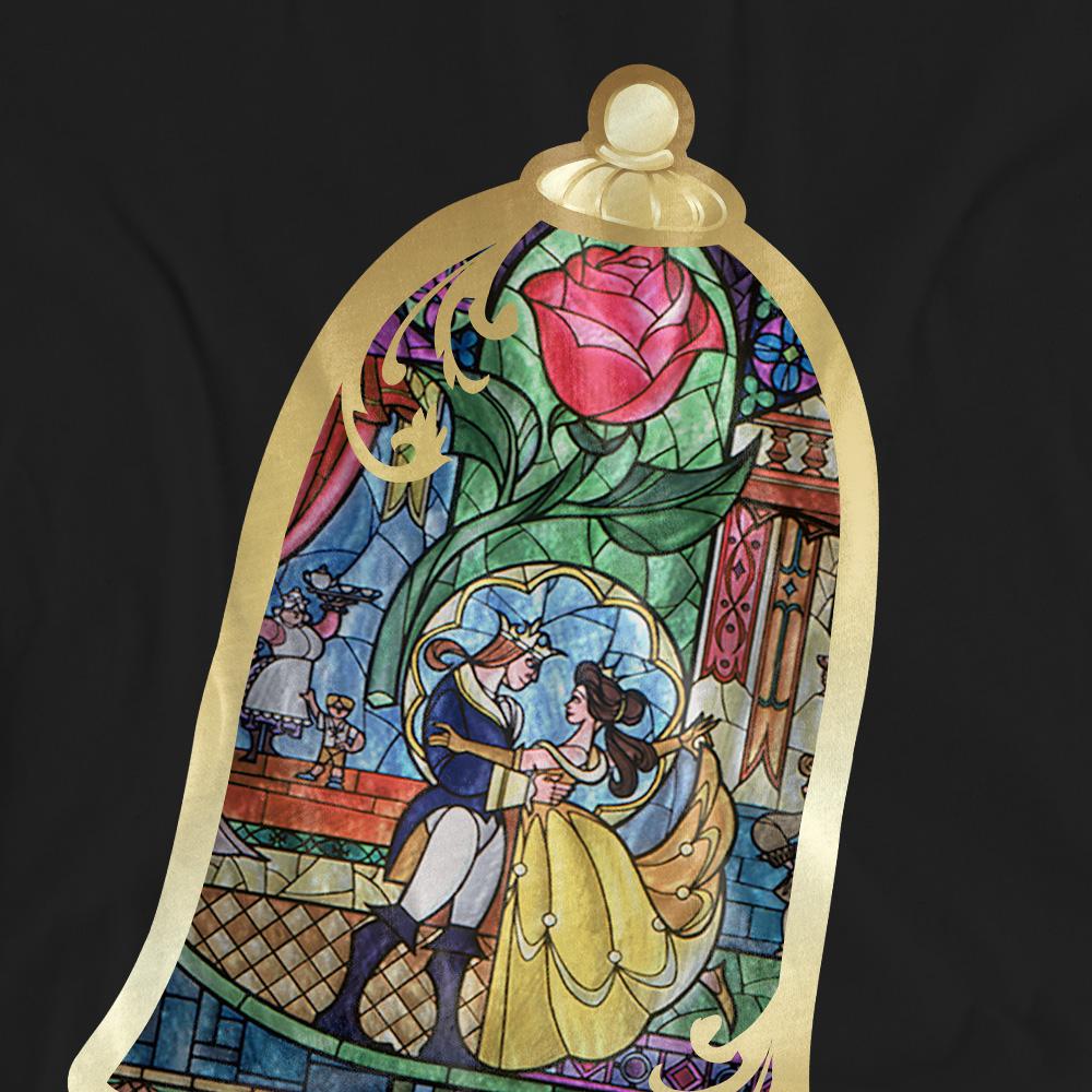 Black - Pack Shot - Beauty And The Beast Unisex Adult Stained Glass T-Shirt