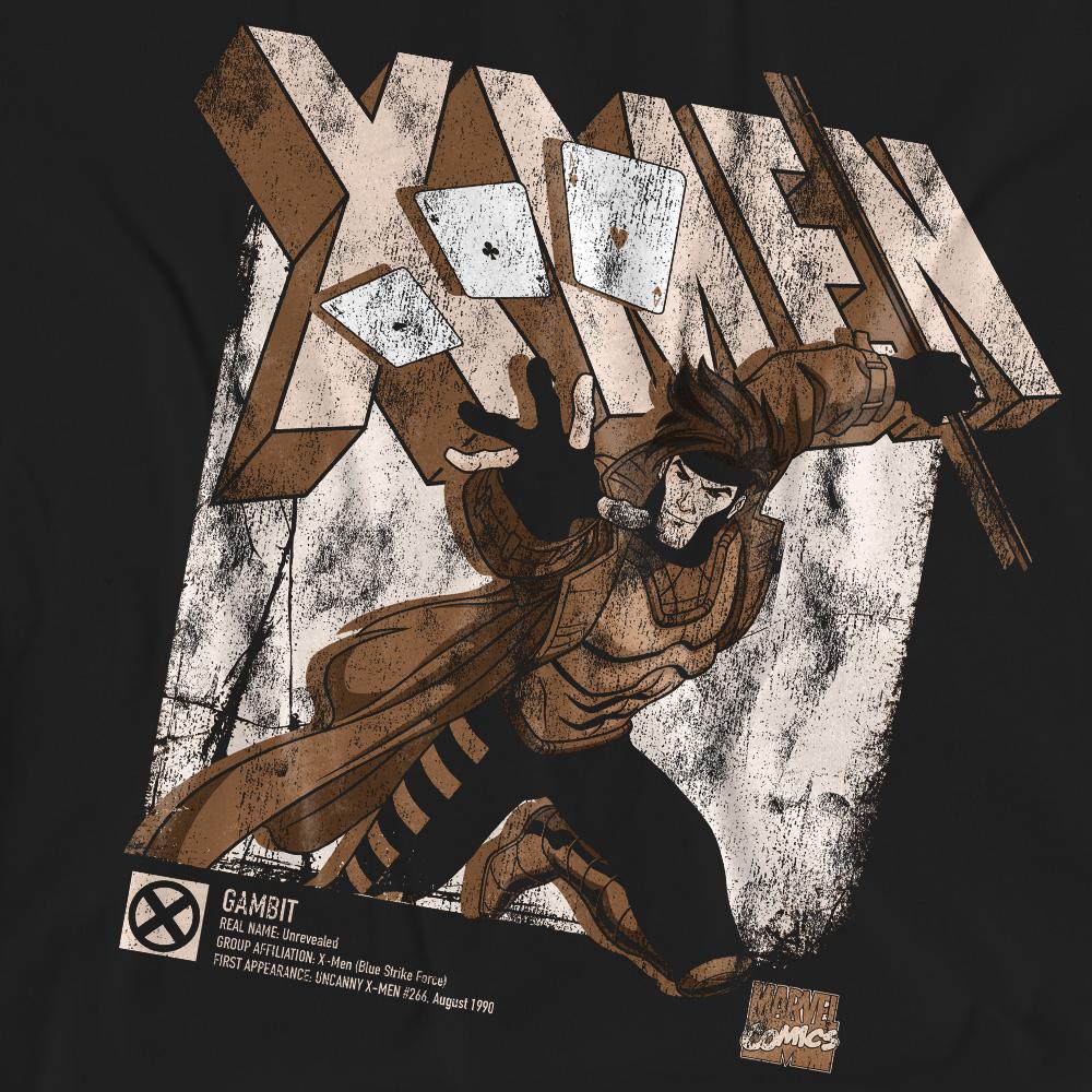 Black - Side - Marvel Unisex Adult X-Men Gambit Infographic T-Shirt