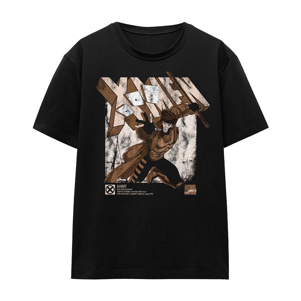 Black - Front - Marvel Unisex Adult X-Men Gambit Infographic T-Shirt
