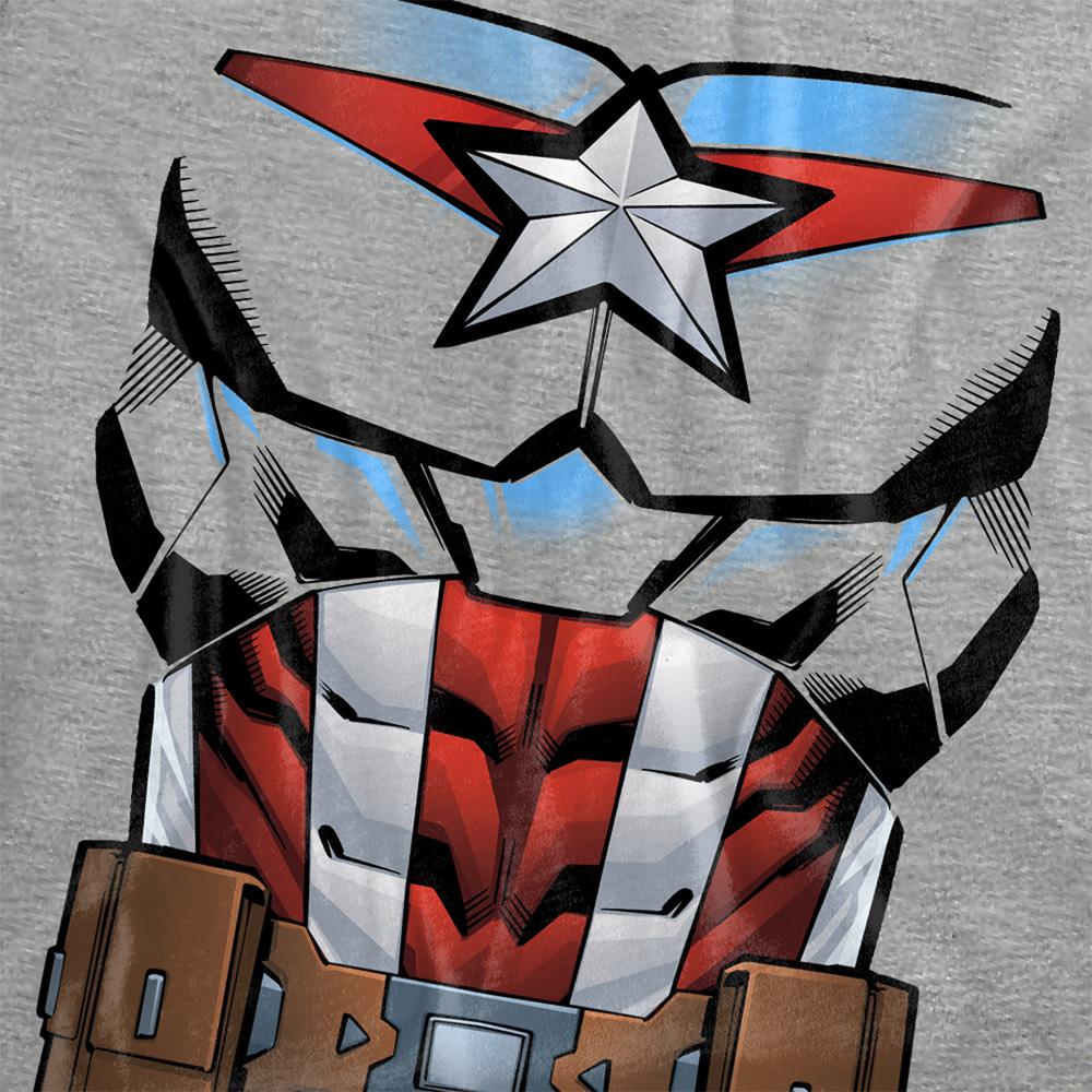 Athletic Heather - Side - Captain America Unisex Adult Costume T-Shirt