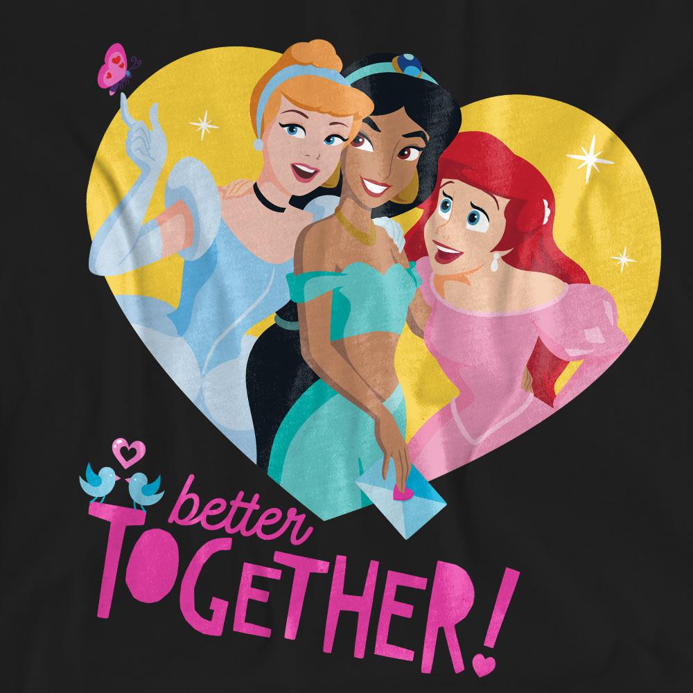 Black - Pack Shot - Disney Princess Unisex Adult Better Together Valentine`s Day T-Shirt
