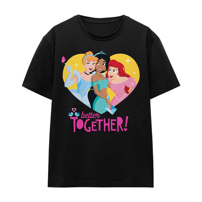 Black - Front - Disney Princess Unisex Adult Better Together Valentine`s Day T-Shirt
