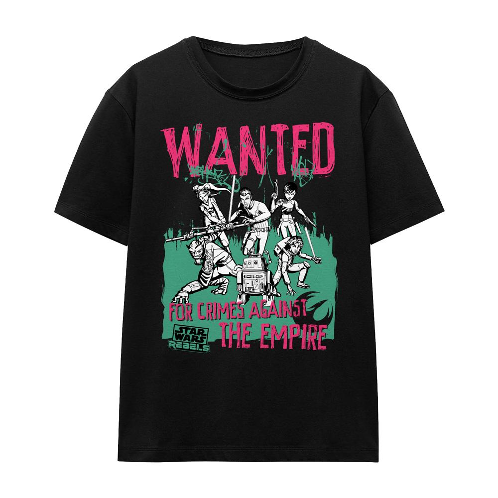 Black - Front - Star Wars Unisex Adult Wanted Rebels T-Shirt