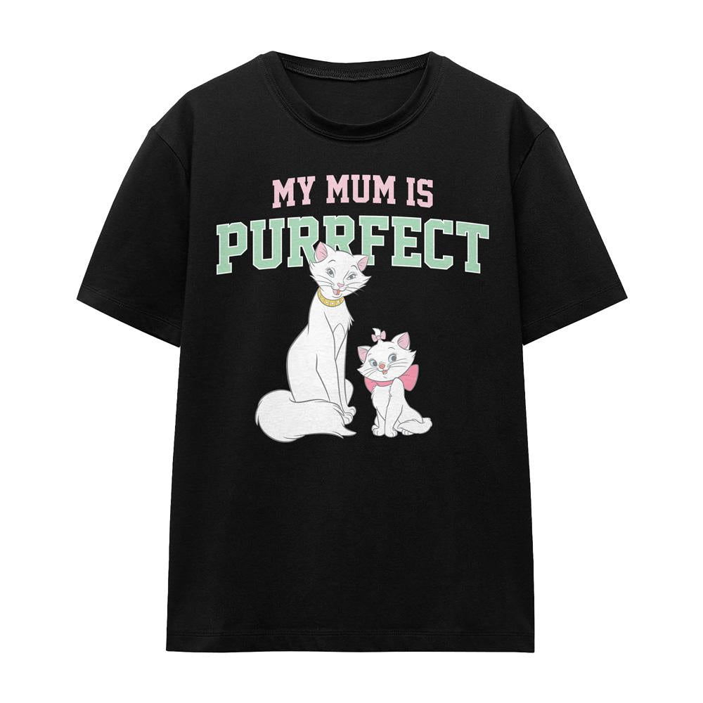 Black - Front - The Aristocats Unisex Adult My Mum Is Purrfect Duchess & Marie Mothers Day T-Shirt