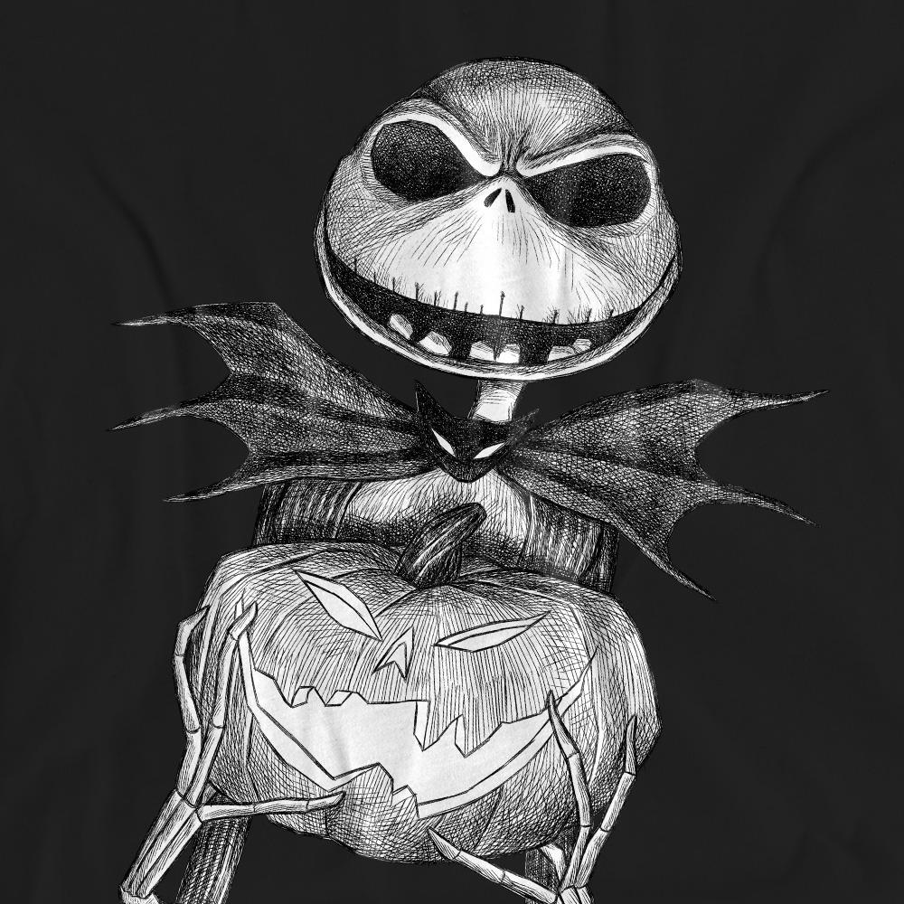 Black - Pack Shot - The Nightmare Before Christmas Unisex Adult Jack Pumpkin Sketch T-Shirt