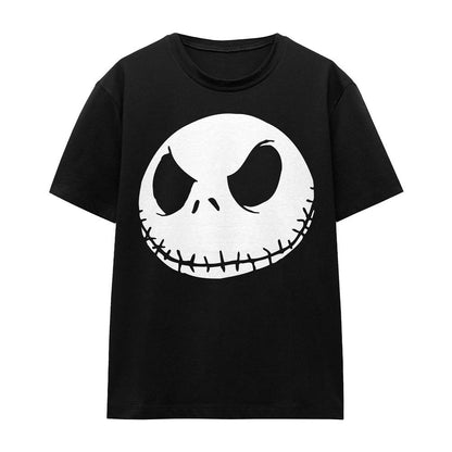 Black - Front - The Nightmare Before Christmas Unisex Adult Jack Face T-Shirt
