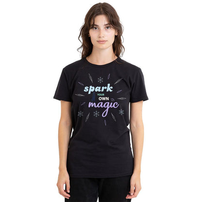 Black - Side - Frozen Unisex Adult Spark Your Own Magic Elsa Silhouette T-Shirt