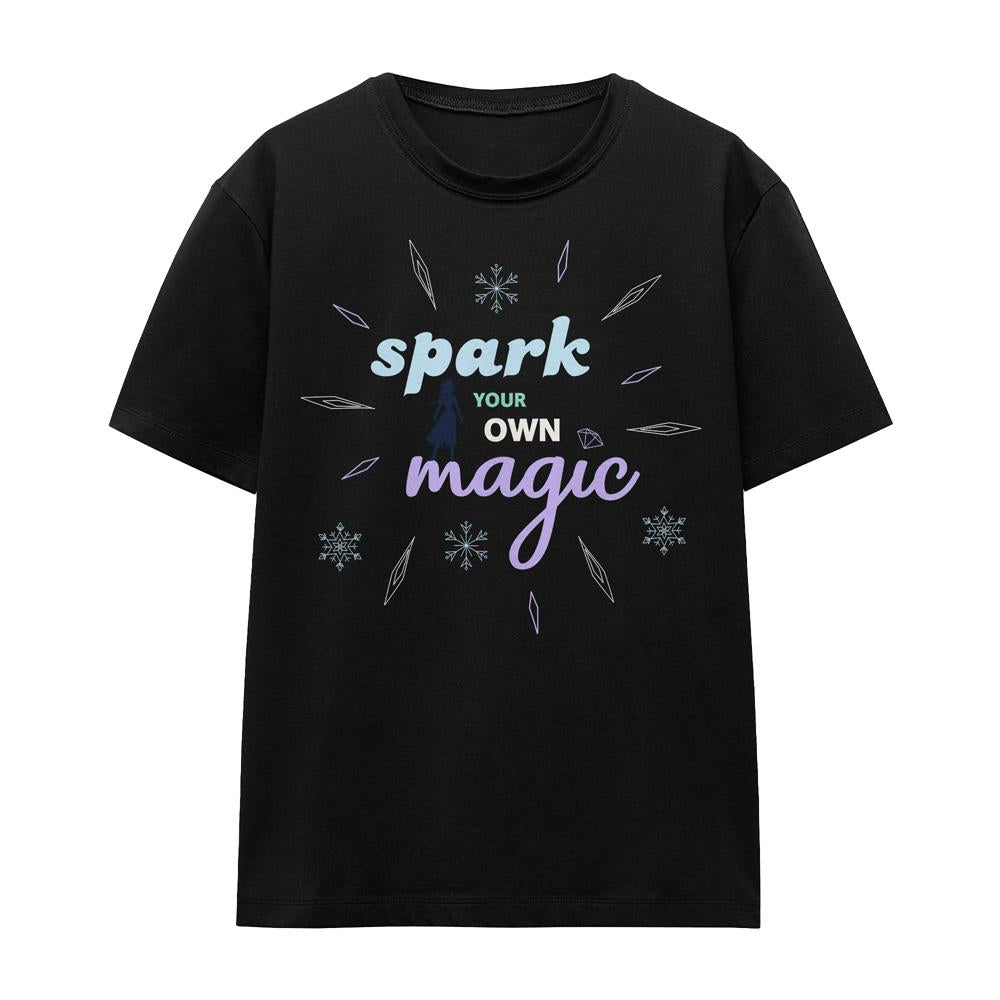 Black - Front - Frozen Unisex Adult Spark Your Own Magic Elsa Silhouette T-Shirt