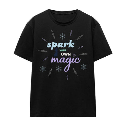 Black - Front - Frozen Unisex Adult Spark Your Own Magic Elsa Silhouette T-Shirt