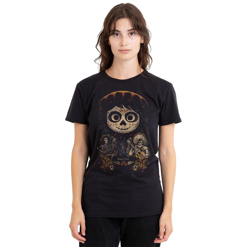 Black - Side - Coco Unisex Adult Ernesto Miguel Hector Painted Poster With Skull T-Shirt
