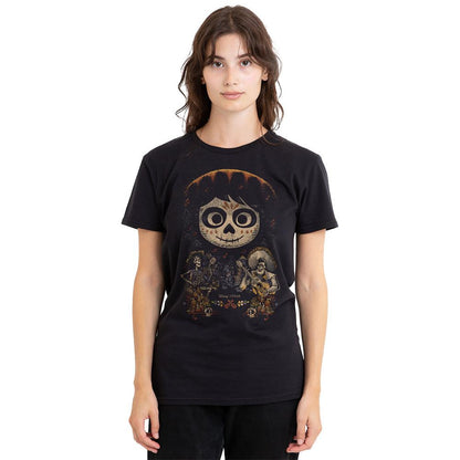 Black - Side - Coco Unisex Adult Ernesto Miguel Hector Painted Poster With Skull T-Shirt