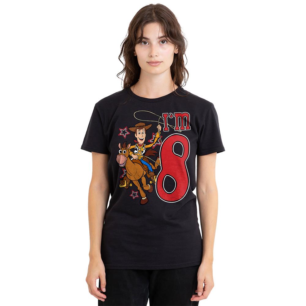 Black - Side - Toy Story Unisex Adult I´m 8 Woody Birthday T-Shirt