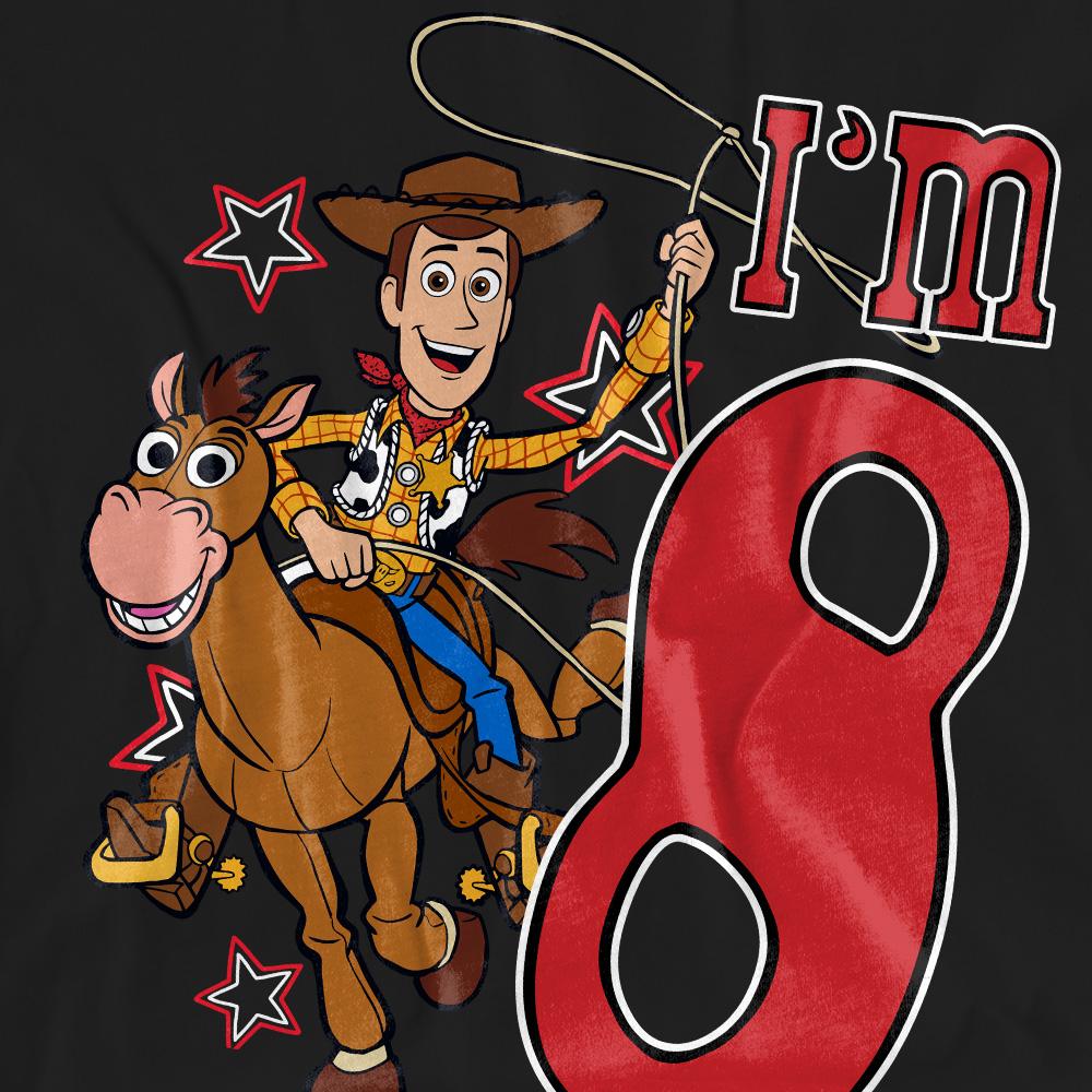 Black - Pack Shot - Toy Story Unisex Adult I´m 8 Woody Birthday T-Shirt