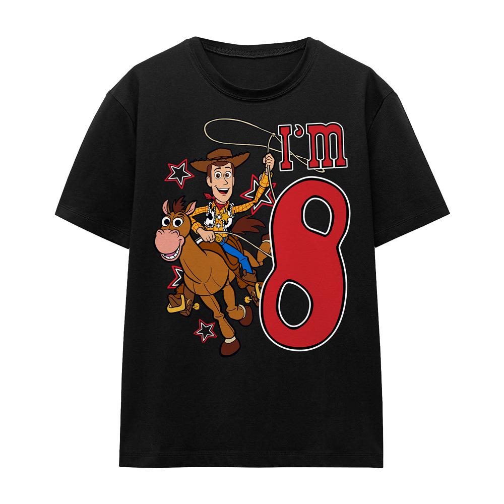 Black - Front - Toy Story Unisex Adult I´m 8 Woody Birthday T-Shirt