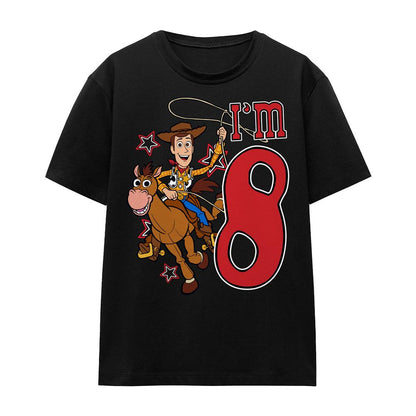 Black - Front - Toy Story Unisex Adult I´m 8 Woody Birthday T-Shirt