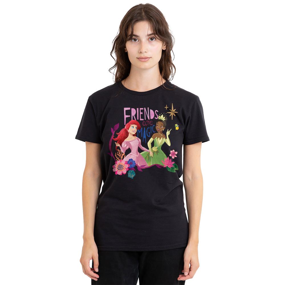 Black - Side - Disney Princess Unisex Adult Friends Are Magic Ariel And Tiana T-Shirt