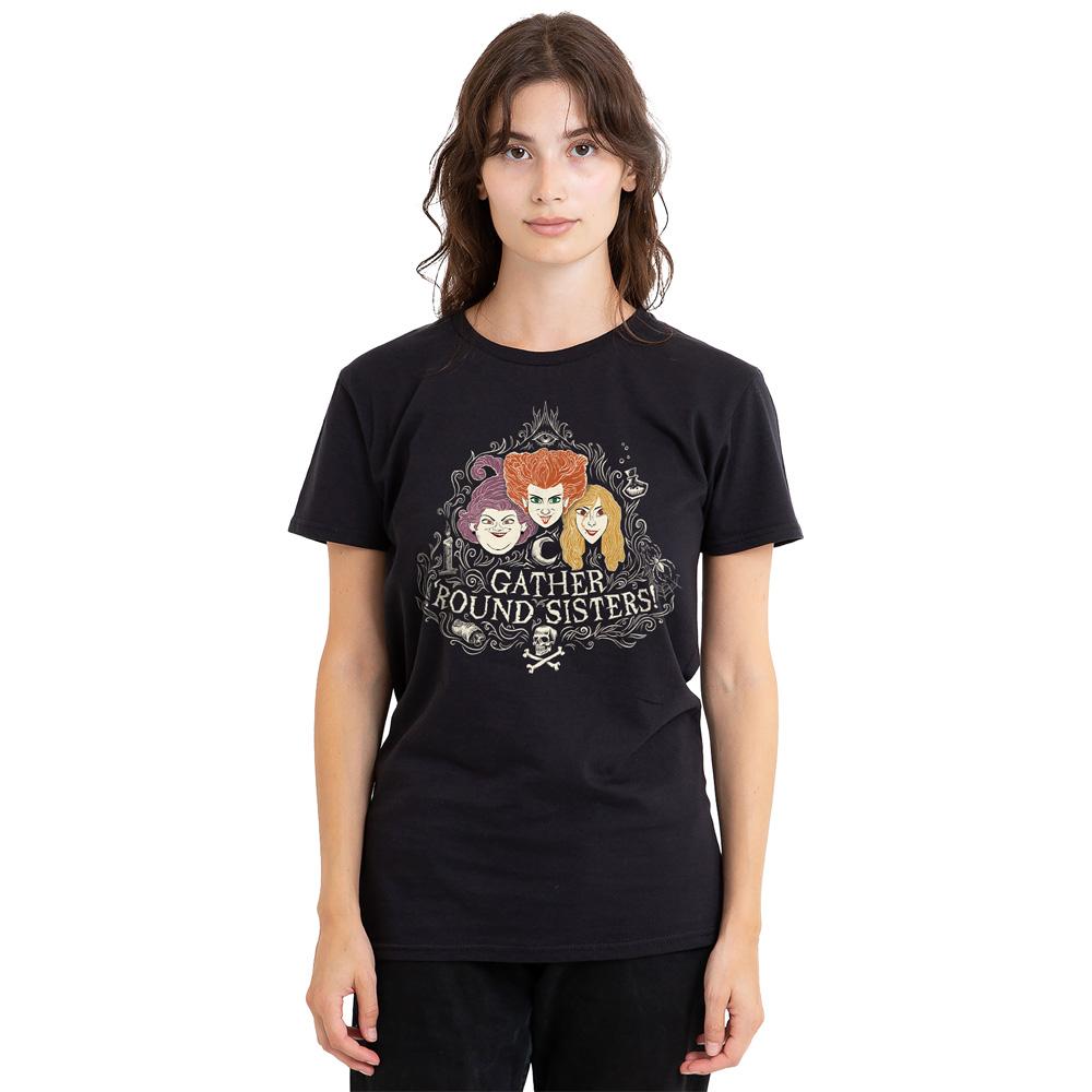 Black - Side - Hocus Pocus Unisex Adult Gather Round Sisters Sanderson Sisters T-Shirt