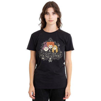 Black - Side - Hocus Pocus Unisex Adult Gather Round Sisters Sanderson Sisters T-Shirt