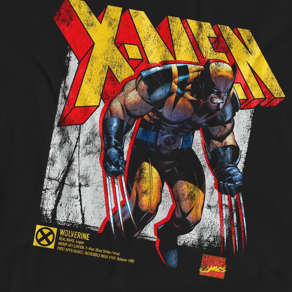 Black - Pack Shot - Marvel Unisex Adult X-Men Wolverine Infographic T-Shirt