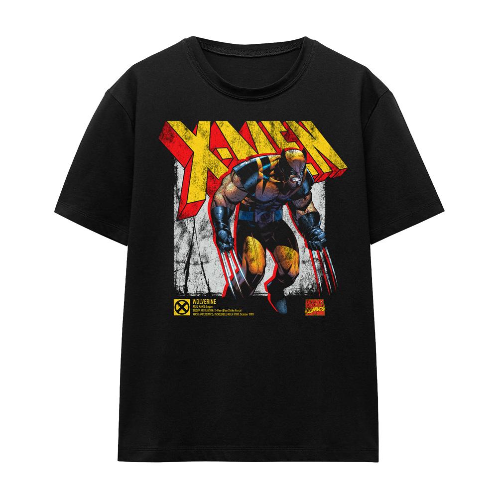 Black - Front - Marvel Unisex Adult X-Men Wolverine Infographic T-Shirt