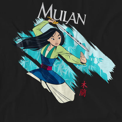 Black - Pack Shot - Mulan Unisex Adult Sword In The Wind T-Shirt