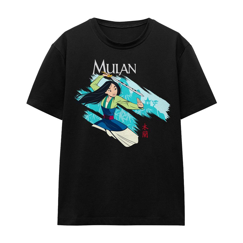 Black - Front - Mulan Unisex Adult Sword In The Wind T-Shirt