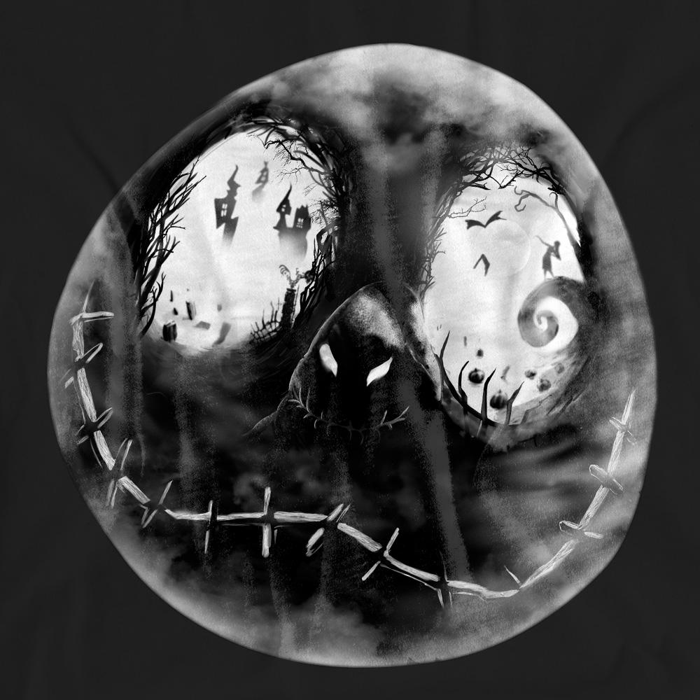 Black - Side - The Nightmare Before Christmas Unisex Adult Jack Skellington Face T-Shirt