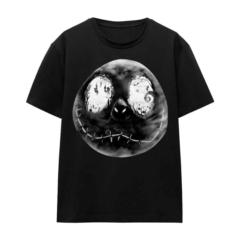 Black - Front - The Nightmare Before Christmas Unisex Adult Jack Skellington Face T-Shirt