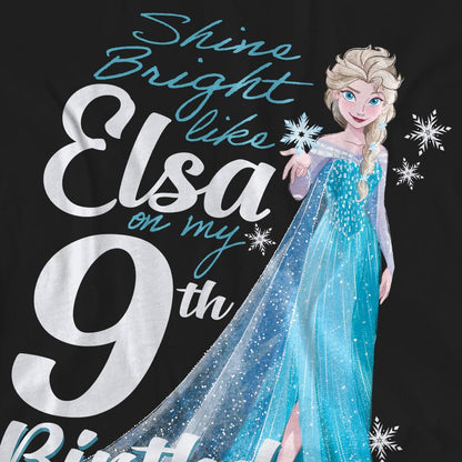 Black - Pack Shot - Frozen Unisex Adult Bright Like Elsa 9th Birthday T-Shirt