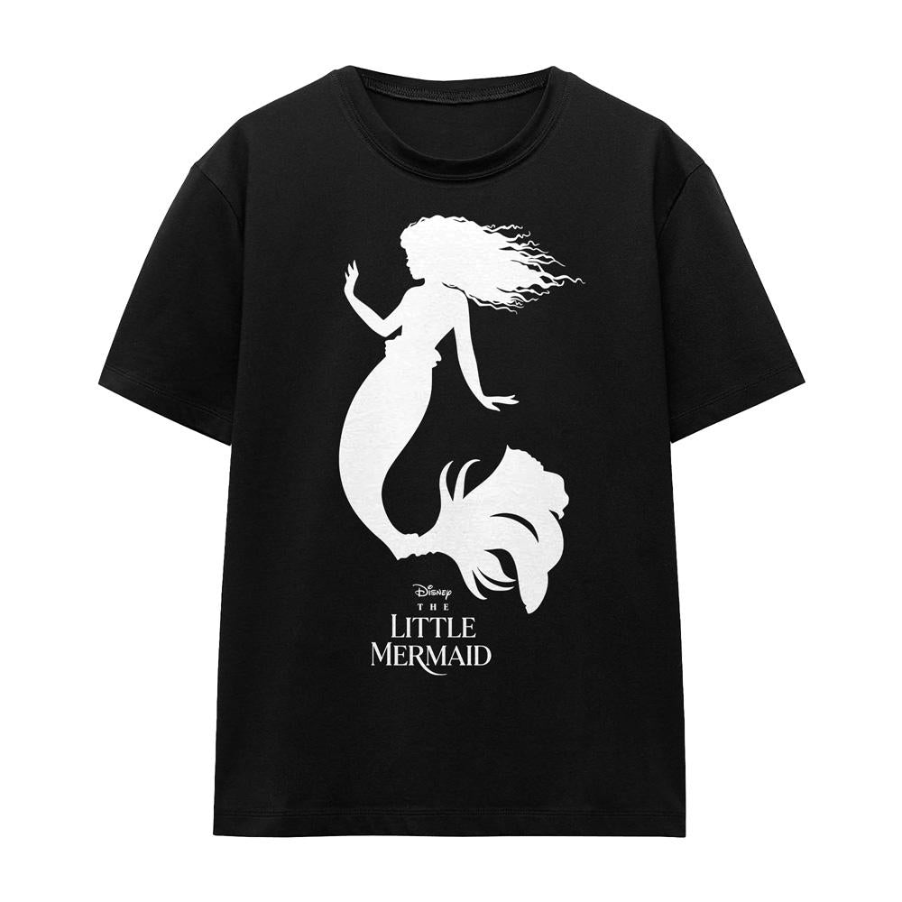 Black - Front - The Little Mermaid Unisex Adult Ariel Silhouette T-Shirt