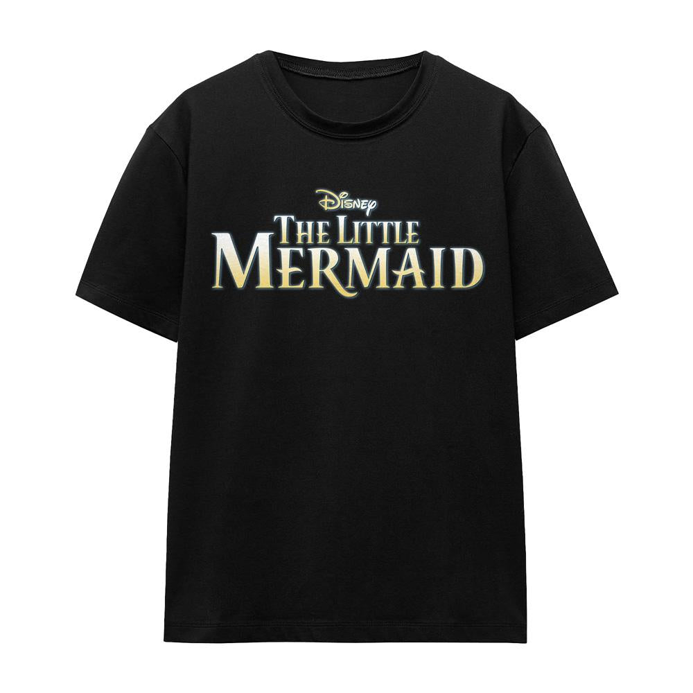 Black - Front - The Little Mermaid Unisex Adult Logo T-Shirt