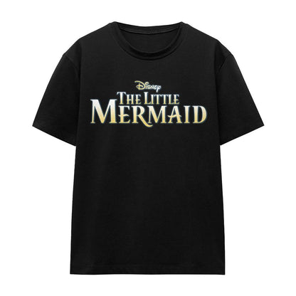 Black - Front - The Little Mermaid Unisex Adult Logo T-Shirt