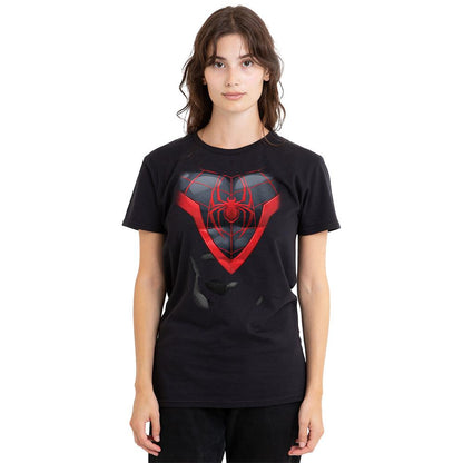 Black - Side - Spider-Man Unisex Adult Miles Morales Costume T-Shirt