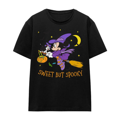 Black - Front - Disney Unisex Adult Spooky Witch Minnie Mouse T-Shirt