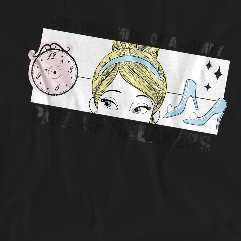 Black - Pack Shot - Cinderella Unisex Adult Dreaming Of Comfy Sneakers T-Shirt