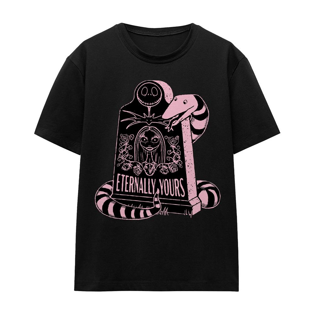 Black - Front - The Nightmare Before Christmas Unisex Adult Eternally Yours Valentine`s Day T-Shirt